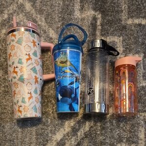 Set of Four Colorful Travel Tumblers